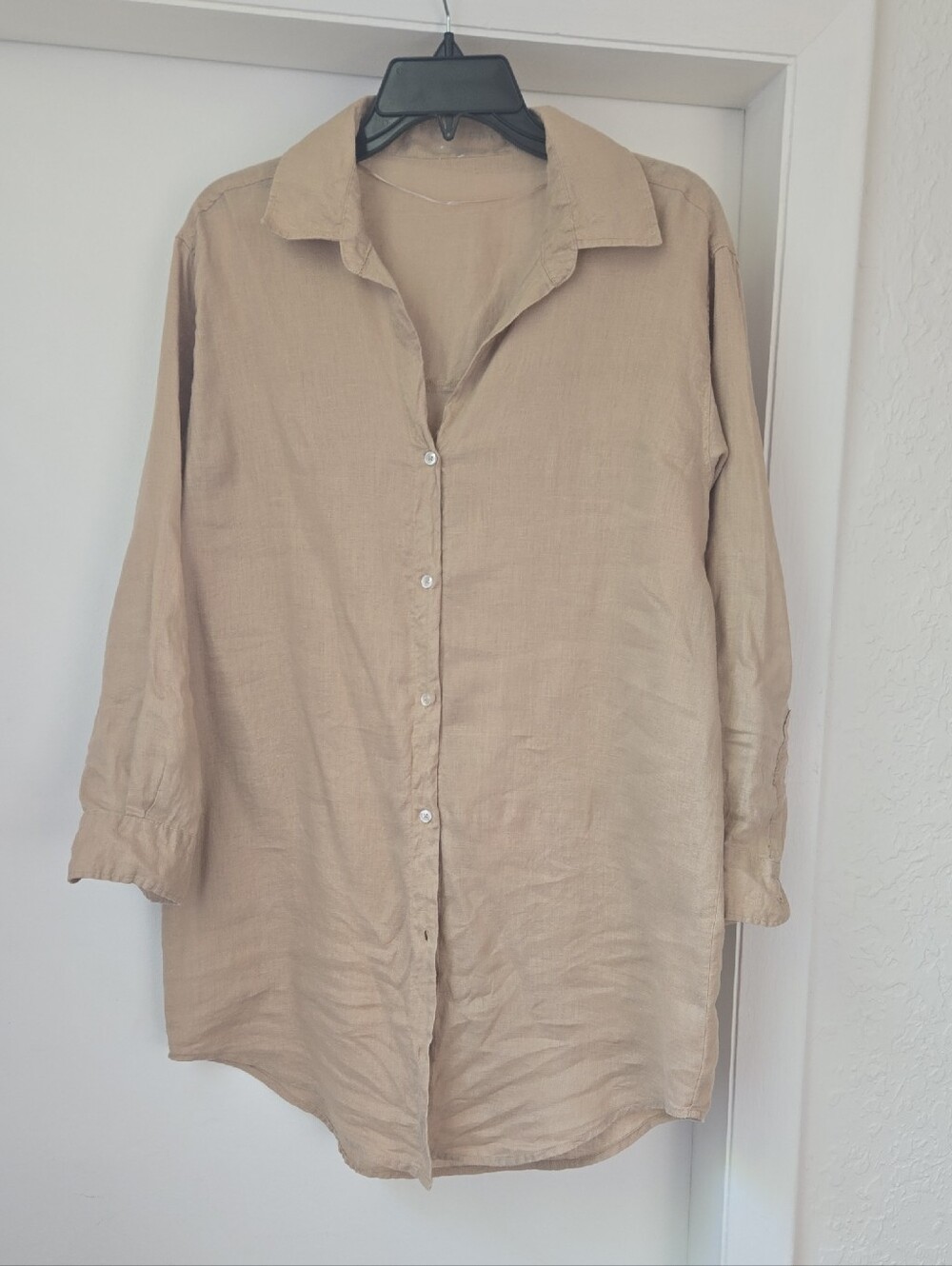 Calzedonia Womens Tunic/Coverup Linen Shirt - Beige/brown